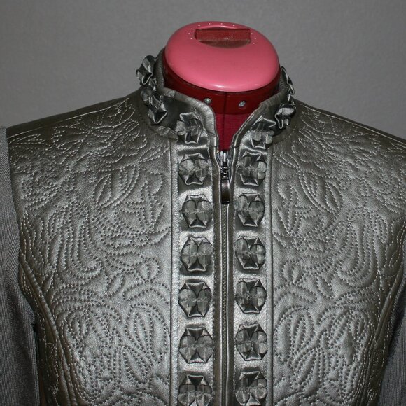 Nygard Collection Leather Sweater Jacket - PS(4-6) - Grey - Picture 2 of 9